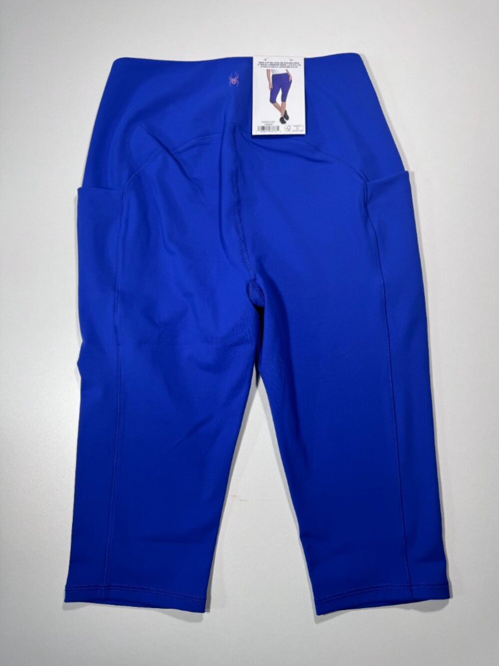 Spyder Active Sport Capri Leggings Women’s Medium Bright Blue High Rise Pockets - Picture 9 of 9